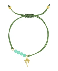 Roxy Waterproof Yellow Palm Tree Green Aventurine Adjustable Bracelet