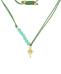 Roxy Waterproof Yellow Palm Tree Green Aventurine Adjustable Necklace