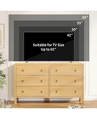 gaomon 7 Drawer Dresser for Bedroom, Wooden Chest of Dressers for Deep Drawers, Modern Dressers Organizer with Round Handle, Tv Stand for Living Room