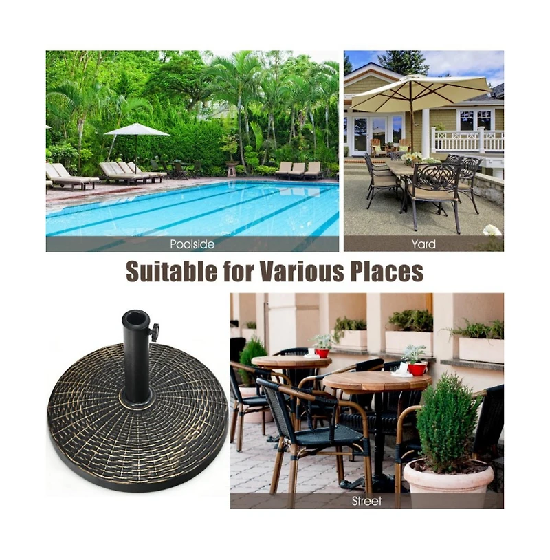 Mondawe 22Lbs Patio Resin Umbrella Base with Wicker Style for Outdoor Use