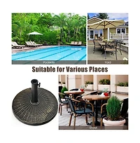 Mondawe 22Lbs Patio Resin Umbrella Base with Wicker Style for Outdoor Use