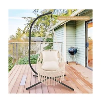 Hanging Hammock Chair with Soft Seat Cushions and Sturdy Rope Chain