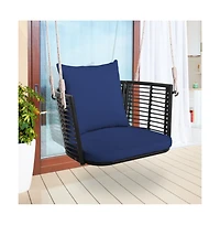 Porch Swing Patio Hanging Rattan Chair with Zippered Cushions and Rope