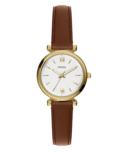 Fossil Women's Carlie Three-Hand Brown Leather Watch, 28mm