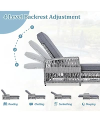 Mondawe 2 Pieces Outdoor Wicker Lounge with 4-Level Backrest,Armrests and Removable Cushions