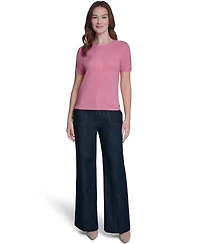 Tommy Hilfiger Women's Pointelle Short-Sleeve Sweater