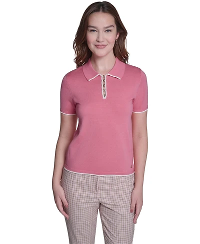 Tommy Hilfiger Women's Collared Tipped Polo Sweater