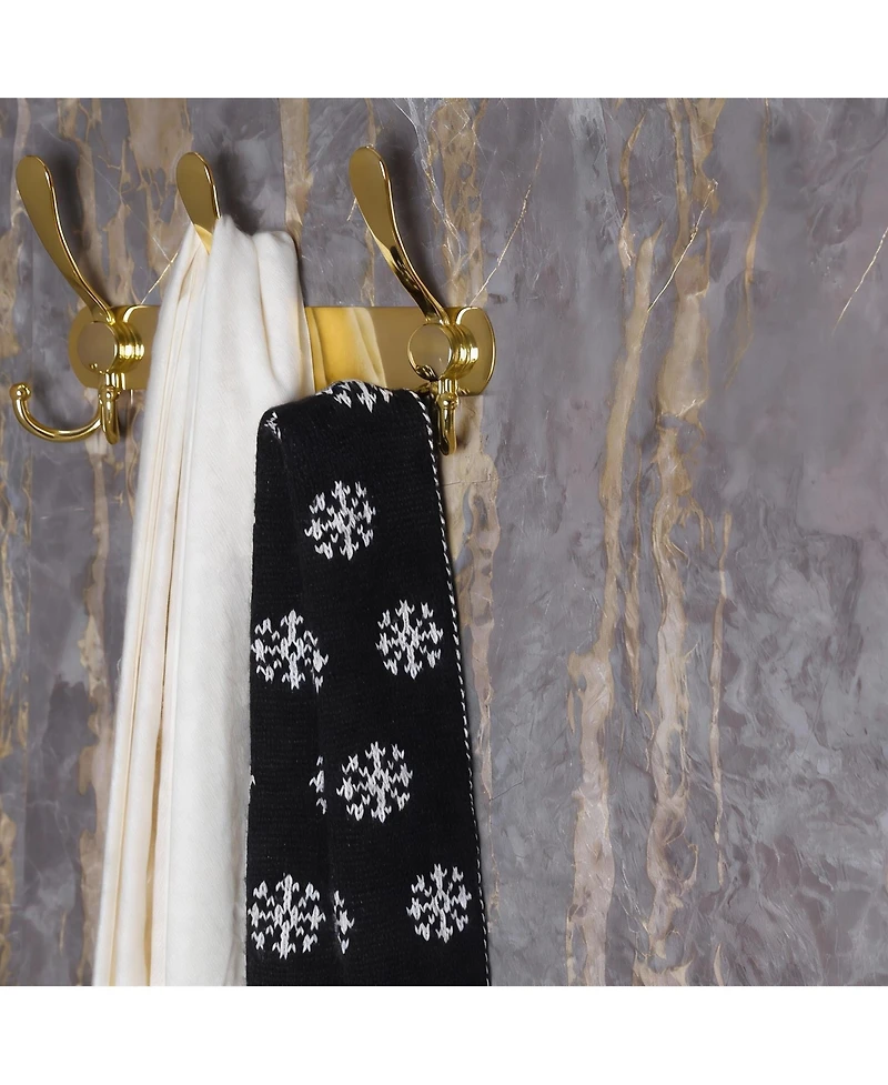 Yigii Heavy Duty 5-Tri Hook Wall Rack, Gold, Stainless Steel Rails, Easy Install