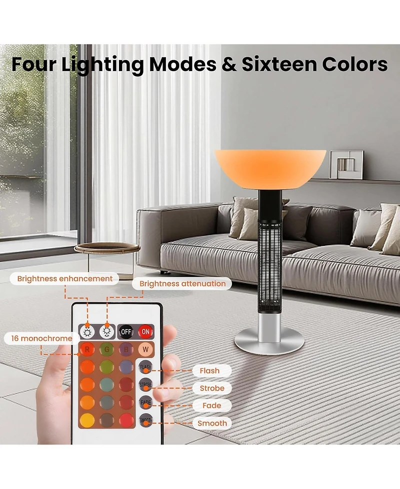 Cowsar 1500W Outdoor Patio Heater, Rapid Heating in 5s with Led Lights and Remote Control, IP55 Waterproof and Overheat Protection