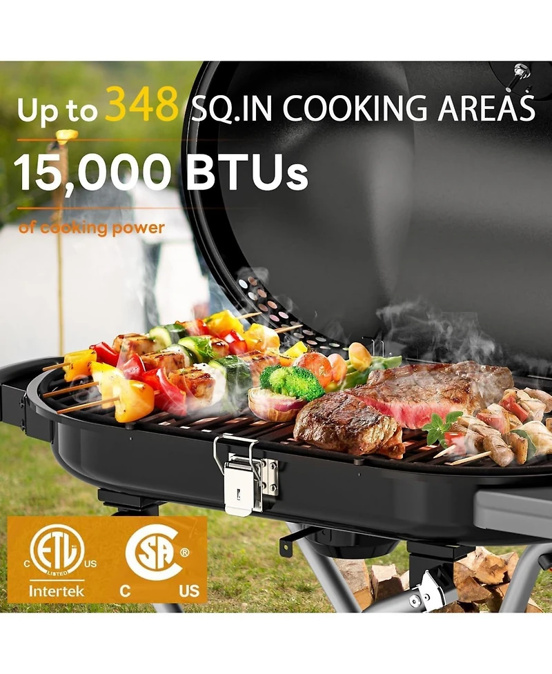 Cowsar Portable Propane Gas Grill, 15,000 Btu Foldable Outdoor Grill with 348 Sq. In. Grilling Area for Camping, Bbq, Parties, Backyard
