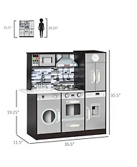 Kids Play Kitchen with Lights Sounds Analog Clock and Storage Shelves for Ages 3 to 6