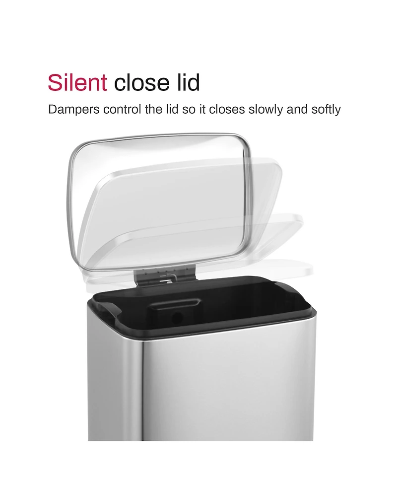 5.3 Gallon / 20L Rectangular Stainless Steel Indoor/Outdoor Trash Can