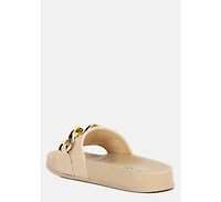 Womens Ishtar Metallic Chain Metal Slid Flats