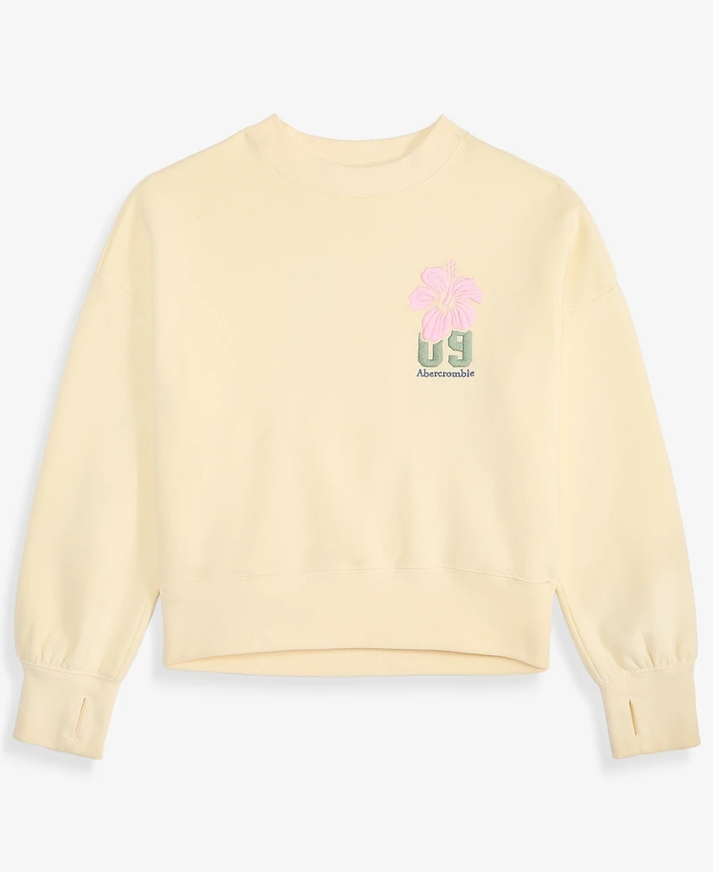 abercrombie kids Girls' 5-16 Fashion Fleece Crewneck Sweatshirt