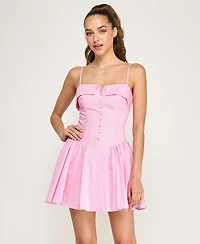 Alex & Sophia Juniors' Sleeveless Button-Front Stripe Dress