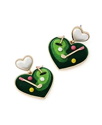 Betsey Johnson Faux Mother of Pearl Golf Heart Drop Earrings