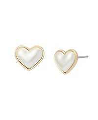 Betsey Johnson Faux Mother of Pearl Heart Stud Earrings