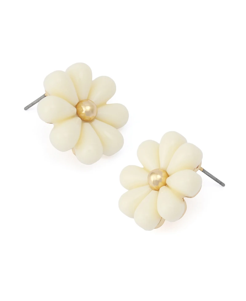 Betsey Johnson Ivory Spring Chick Daisy Stud Earrings