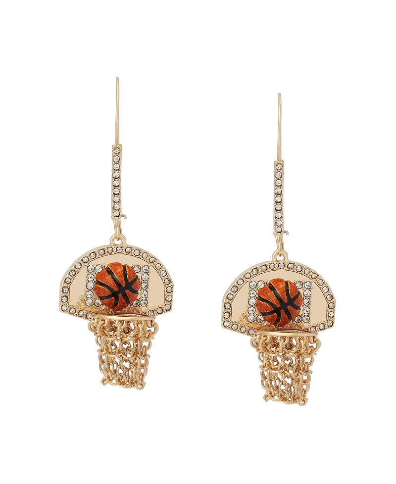 Betsey Johnson Faux Stone Basketball Dangle Earrings