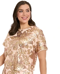 Muse Plus Jewel Neck Cropped T-Shirt