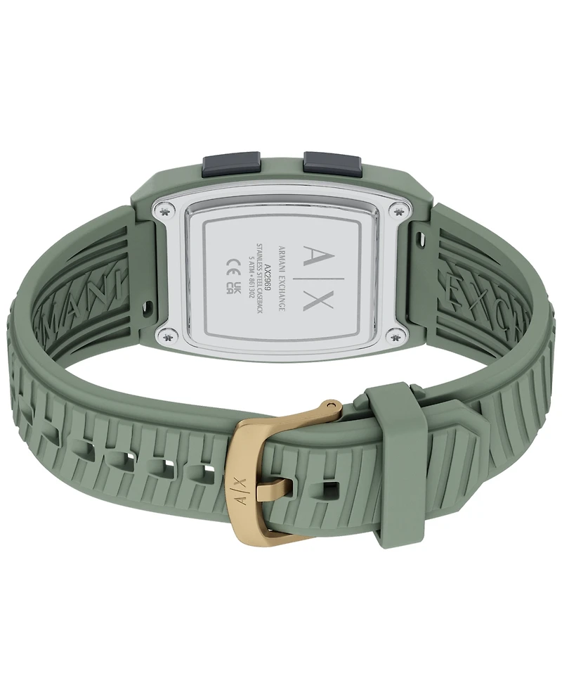 Armani Exchange Men's Lcd Green Silicone Watch, 42mm