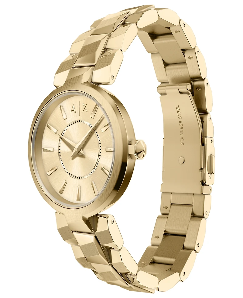 Armani Exchange Women's Quartz Two-Hand Gold Stainless Steel Watch, 34mm