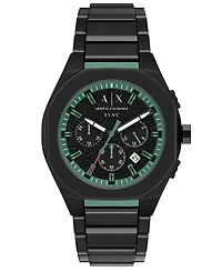 Armani Exchange Men's Sync Quartz Chronograph Black Stainless Steel Watch, 44mm