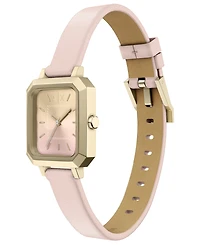 Armani Exchange Women's Quartz Three-Hand Pink Leather Watch, 27mm