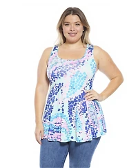 24seven Comfort Apparel Plus Abstract Scoop Neck Tunic Tank Top