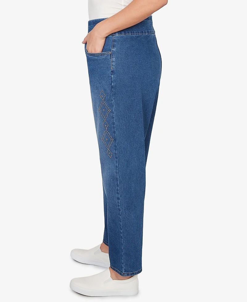 Alfred Dunner Plus Austin Geometric Heat Set Super Stretch Denim Jeans