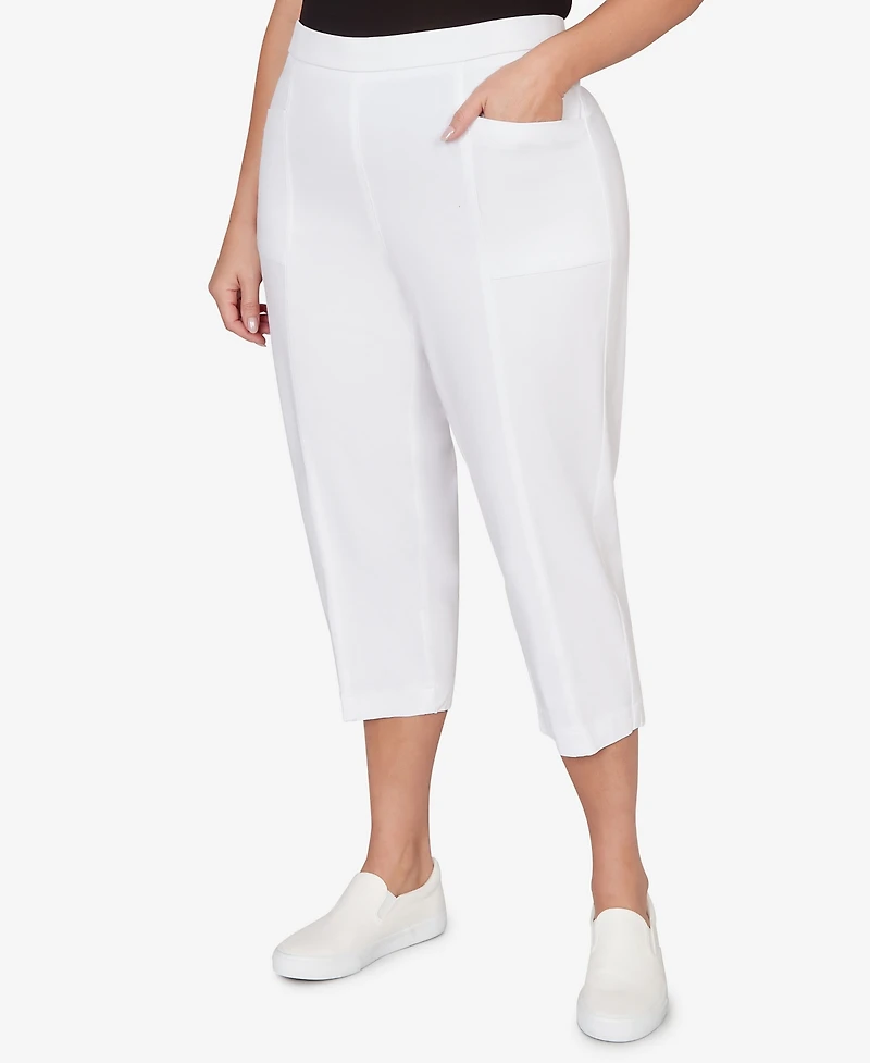Alfred Dunner Plus The Royal Treatment Relaxed Flat Front Patch Pocket Capri Pants