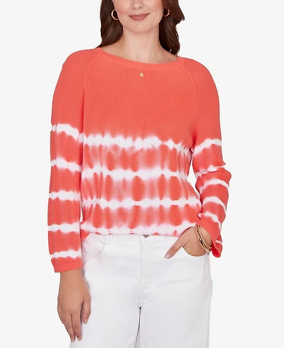 Ruby Rd. Petite Tie Dye Cotton Raglan Sweater