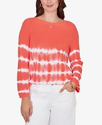 Ruby Rd. Petite Tie Dye Cotton Raglan Sweater