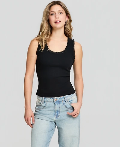 And Now This Women's Crocheted-Trim Ribbed Tank Top, Macy's Exclusive