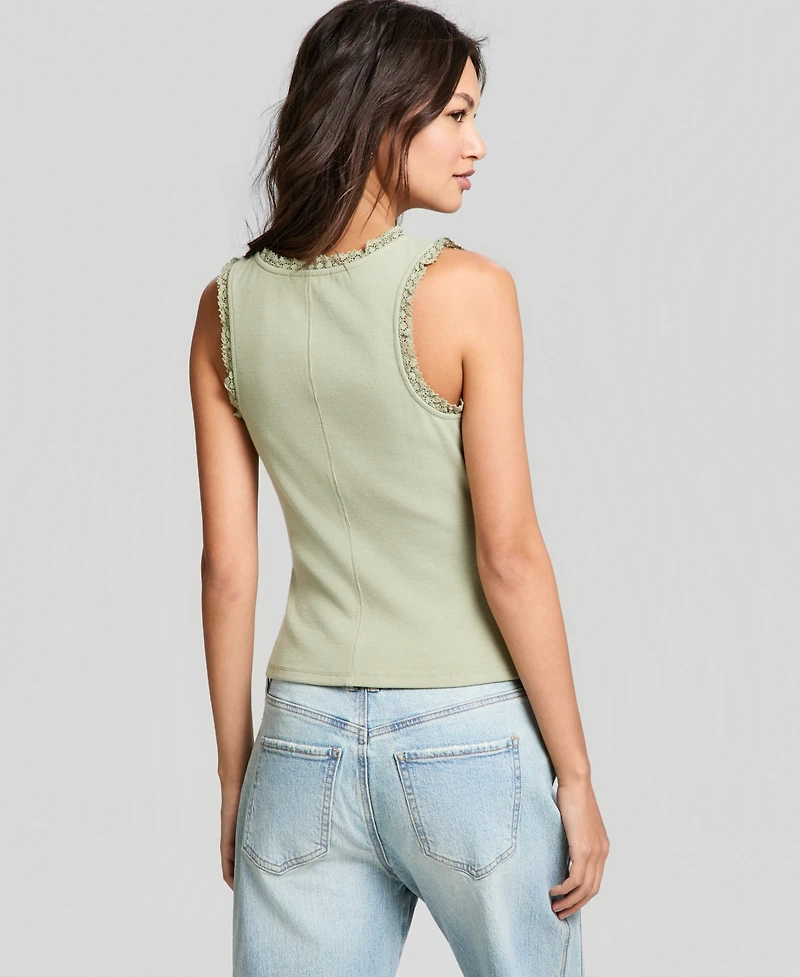 And Now This Women's Crocheted-Trim Ribbed Tank Top, Macy's Exclusive