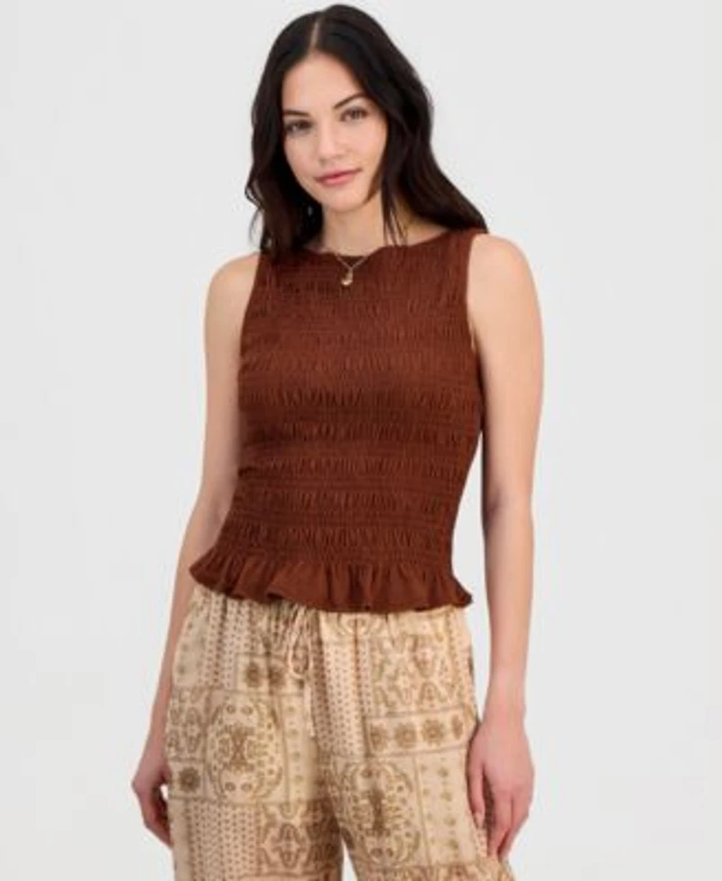 Now This Womens Smocked Peplum Top Macys Exclusive