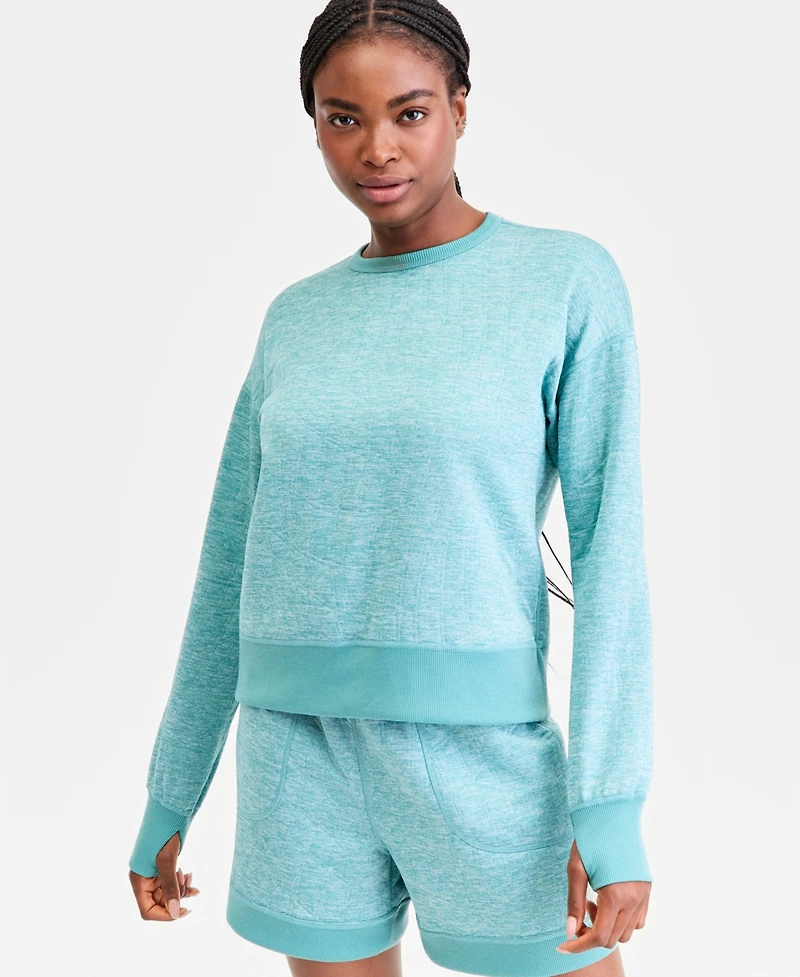 Id Ideology Women's Quilted Reversible Crewneck Sweatshirt, Macy's Exclusive