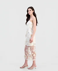 Sam Edelman Women's 3D Flower Strapless Midi Dress