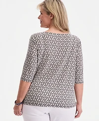 Jm Collection Plus Circular Pattern Twisted-Hem Top, Macy's Exclusive