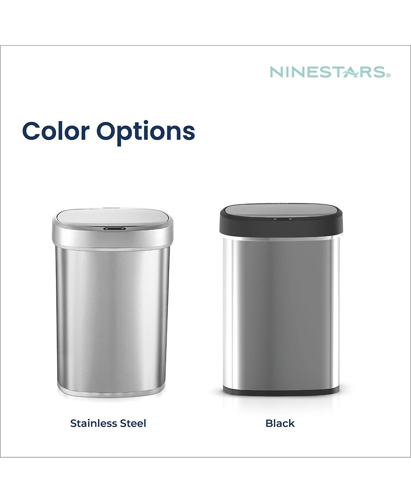 Ninestars Automatic Sensor 13 Gallon Kitchen Trash Can Soft Close Stainless Steel