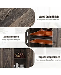 gaomon Farmhouse Sideboard Buffet Cabinet, Rustic Modern Storage with Adjustable Shelves, 2 Barn Doors, Multi-Functional Coffee Bar, Kitchen Organizer