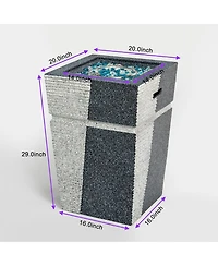 Flynama 20 Inch 40000 Btu Square Propane Gas Fire Pit Table Light Grey Blue Concrete for Patio Deck Garden Backyard