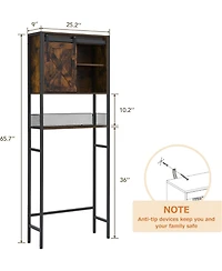 Homfan Toilet Storage Cabinet, Bathroom Organizer with Sliding Doors, Adjustable Shelf for Bathroom