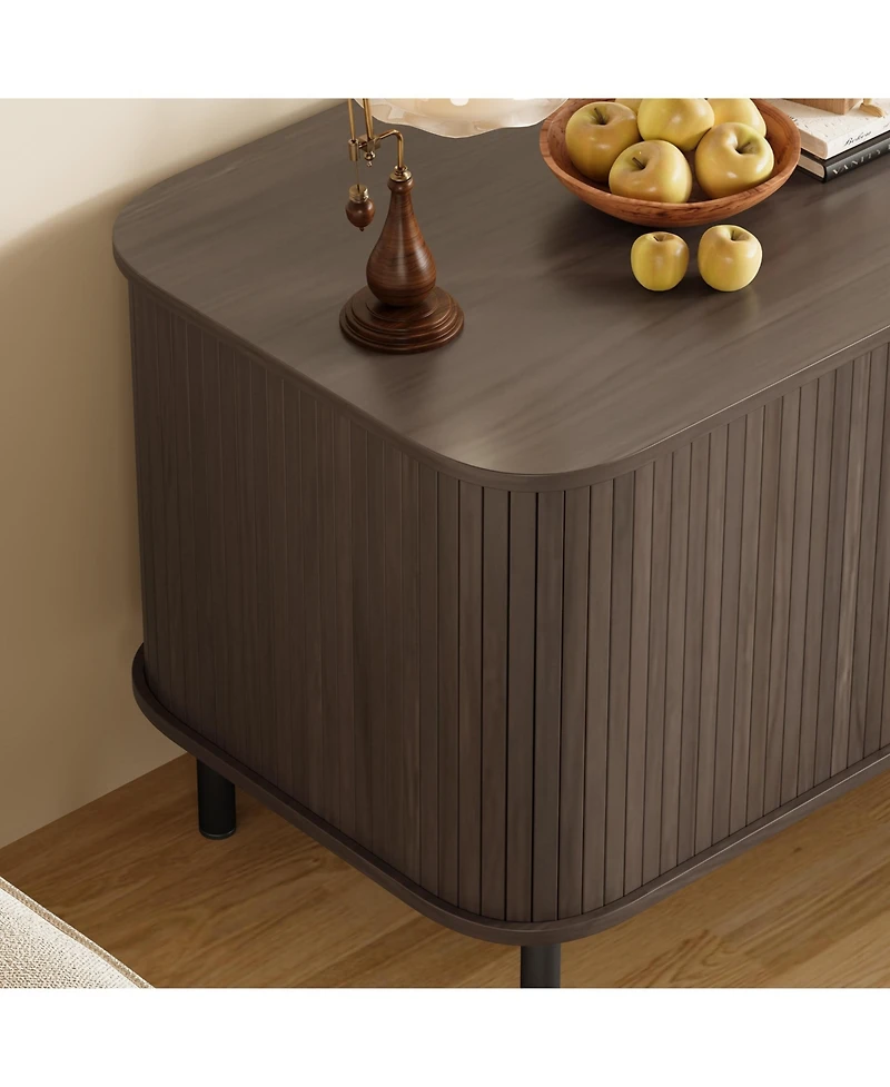 Aostirmotor 37.4" Hidden Litter Box Enclosure with Sliding Door, Drawer & Charging Station ,Brown