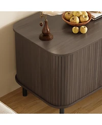 Aostirmotor 37.4" Hidden Litter Box Enclosure with Sliding Door, Drawer & Charging Station ,Brown