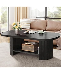 Tribesigns Oval Coffee Table, 45.27" Mid-Century Accent Table