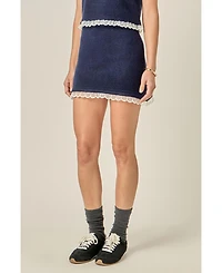 English Factory Women's Scallop Detailed Knit Skirt