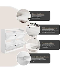 gaomon Large Shoe Storage Cabinet with 4 Flip Drawers, Narrow Entryway Shoe Organizer with Adjustable Shelves, White