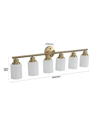 Busdays 39" Modern 6-Light Vanity Wall Sconce, Golden Finish with Frosted Glass Shades for Bathroom or Hallway Lighting (No Bulbs