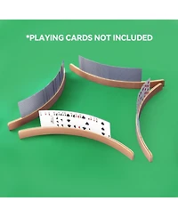 Gse Games & Sports Expert Set of 4 Playing Cards Holders, Wooden Curved Playing Card Racks for Kids, Adults and Seniors
